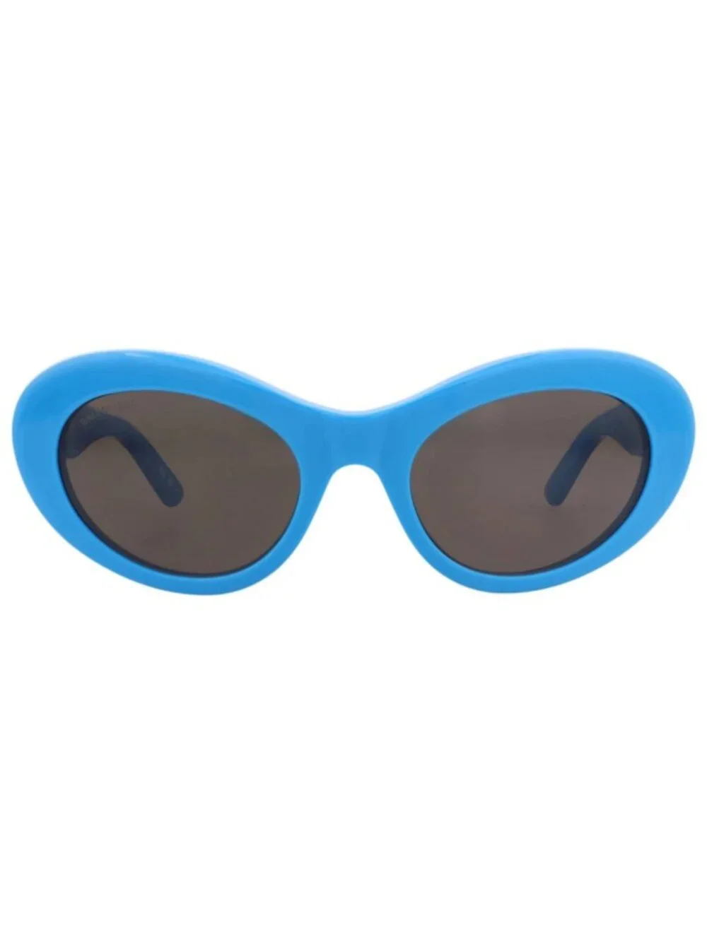 New Balenciaga Women's Sunglasses Round Oval Recycled Acetate Frame Light Blue